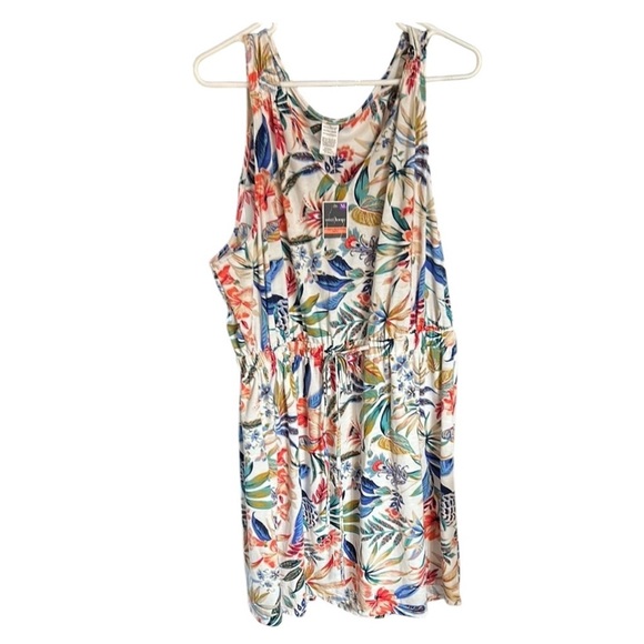 WEST LOOP ,floral tank midi summer dress,multicolor,cinched tie waist ,NWT, XL, - Picture 2 of 8
